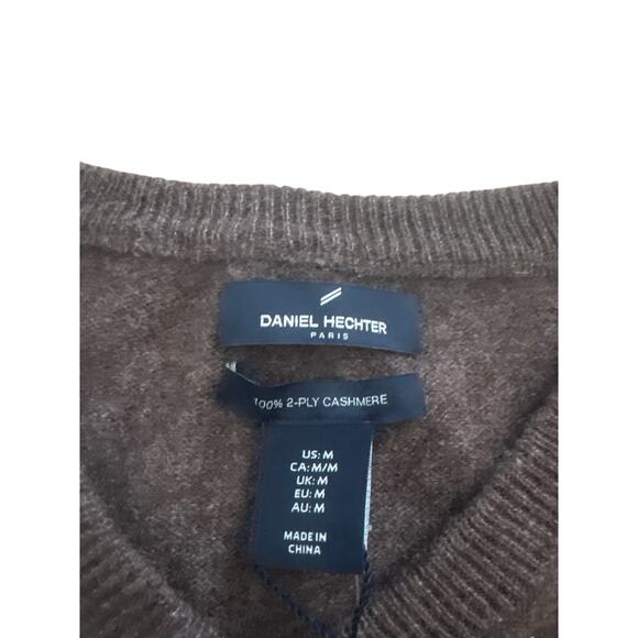 Daniel Hector 100% Cashmere Brown V-Neck Sweater NWT - Picture 3 of 8
